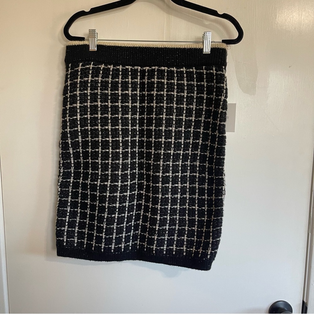 Ellen Tracy Black and White Grid Pencil Skirt Size Small